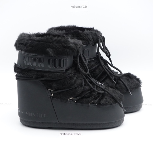 NEW Women's Moon Boot Icon Low Faux Fur Snow Boots Black - Picture 3 of 15